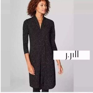 J. Jill Wearever Collection Black White Dot Soft Knit Dress Sz S Long Sleeves